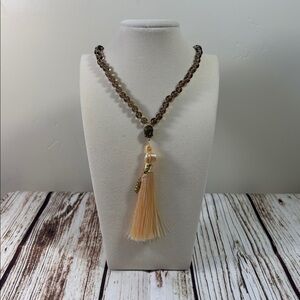 Smoky Quartz Gemstone Bead Handmade Beaded Mala Necklace